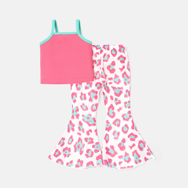 2pcs Toddler Girl Cotton Button Design Camisole and Leopard Print Flared Pants Set - MomYom PK