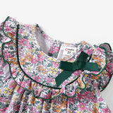 2pcs Toddler Girl Elegant Dress with Ruffle Edge and Broken Flower Pattern - MomYom PK