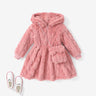 2pcs Toddler Girl Solid color Fuzzy Zipper Hooded Dress Set with Cute Bag - MomYom PK