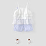 2pcs Toddler Girl Sweet 100% Cotton Bowknot Design Layered Camisole and Stripe Shorts Set - MomYom PK