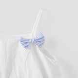 2pcs Toddler Girl Sweet 100% Cotton Bowknot Design Layered Camisole and Stripe Shorts Set - MomYom PK