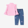 2pcs Toddler Girl Sweet Heart Cotton Flutter Sleeve Tee and Jean Set - MomYom PK