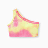 2pcs Toddler Girl Tie Dye One - Shoulder Top and Shorts Set - MomYom PK