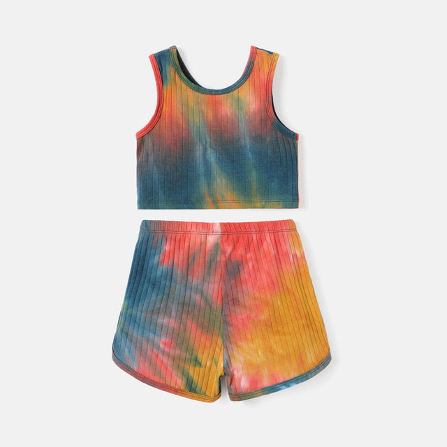 2pcs Toddler Girl Tie Dyed Tank Top and Elasticized Shorts Set - MomYom PK