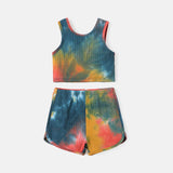 2pcs Toddler Girl Tie Dyed Tank Top and Elasticized Shorts Set - MomYom PK