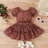 2pcs Toddler Girl Trendy Floral Print Tee and Layered Skirt Set - MomYom PK