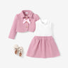 2pcs Toddler Girl's Sweet Preppy style Button desgin Solid Color Dress Set - MomYom PK