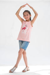 Lets go Firty Summer-Printed Sandos for Girls - Pink