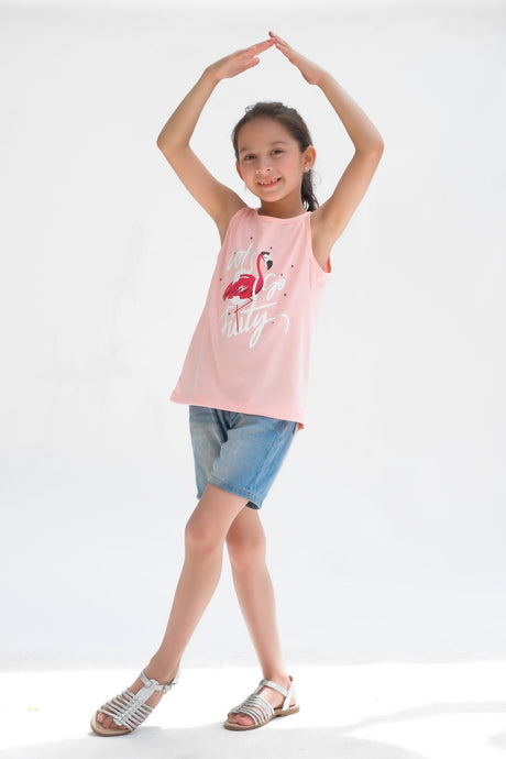 Lets go Firty Summer-Printed Sandos for Girls - Pink