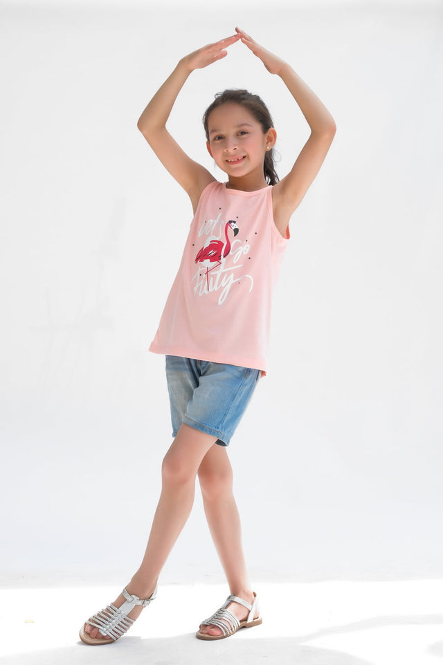 Lets go Firty Summer-Printed Sandos for Girls - Pink