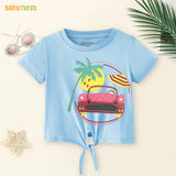 Car Half Sleeves T-Shirts For Kids - Light Blue