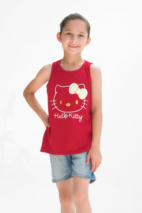 Hello Kitty Printed Sandos for Girls - Red