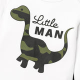 3pcs Baby Boy Cotton Long - sleeve Dinosaur & Letter Print Romper and Camouflage Pants with Hat Set - MomYom PK