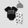 3pcs Baby Boy Letter Graphic Short - sleeve Romper and Allover Cactus Print Pants & Striped Hat Set - MomYom PK