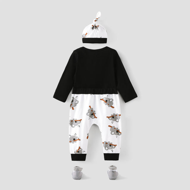 3pcs Baby Boy/Girl 95% Cotton Long - sleeve Koala Print Romper and Pants with Hat Set - MomYom PK