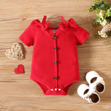 3pcs Baby Girl 95% Cotton Button Up Ribbed Bodysuit & Heart Print Flared Pants & Headband Set - MomYom PK