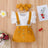 3pcs Baby Girl Lace Flutter - sleeve Ribbed Romper and Suspender Skirt with Headband Set - MomYom PK