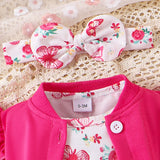 3PCS Baby Girls Sweet Butterfly Print Sleeve Jumpsuit/Coat /Headband - MomYom PK