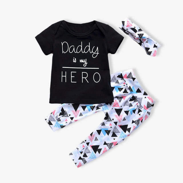 3pcs Letter and Geometric Print Baby Set - MomYom PK