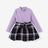 3pcs Toddler Girl Sweet Houndstooth Grid Stand Collar Skirt Set with Belt - MomYom PK