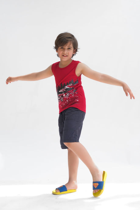 Disney Cars Printed Sandos for Boys - Maroon