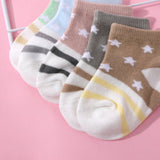 5 - pack Baby / Toddler Stripe Stars Cartoon Pattern Loose Mouth Socks - MomYom PK