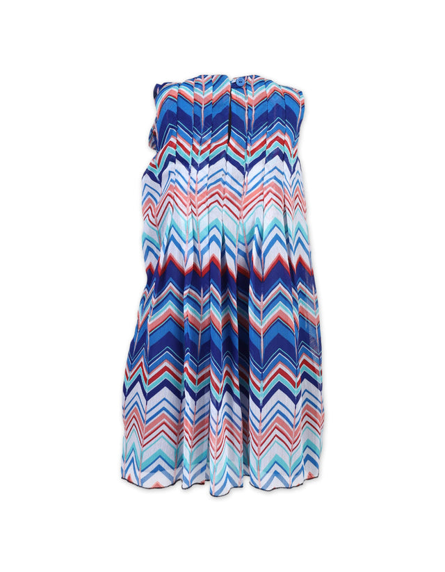 Frock pleated sleeves blue abstract toddler
