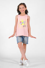 Lets Shine Summer-Printed Sandos for Girls - Pink