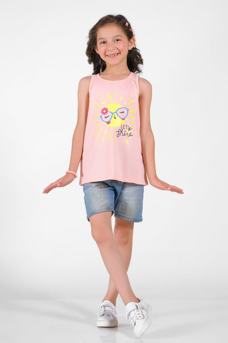 Lets Shine Summer-Printed Sandos for Girls - Pink