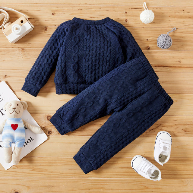 2pcs Baby Boy/Girl Solid Long - sleeve Imitation Knitting Set - MomYom PK