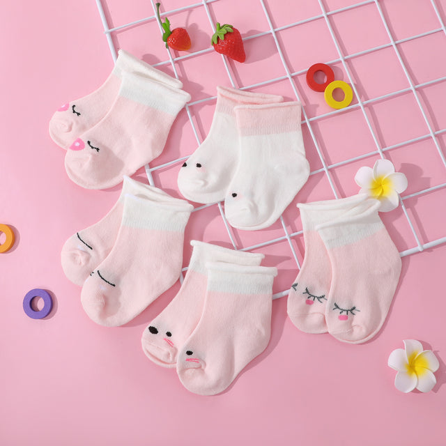 5 - pack Baby / Toddler Stripe Stars Cartoon Pattern Loose Mouth Socks - MomYom PK