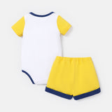 2pcs Baby Boy 100% Cotton Animal Floral Print Colorblock Short-sleeve Bodysuit and Shorts Set