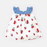 Baby Girl Cherry Print Bow Front Flutter-sleeve Dress