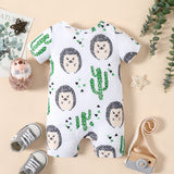 Naia™ Baby Boy/Girl Allover Hedgehog Print Short-sleeve Romper