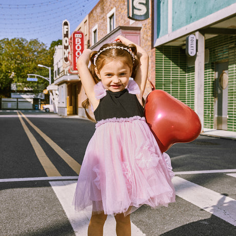 Toddler Girl Colorblock Mesh Overlay Combo Ruffled Tank Dress