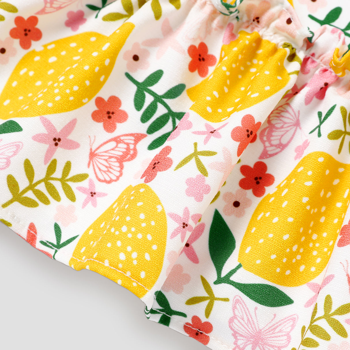 Baby Girl Allover Lemon Print Ruffled Hem Cami Dress
