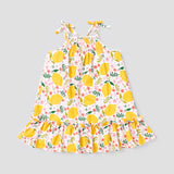 Baby Girl Allover Lemon Print Ruffled Hem Cami Dress