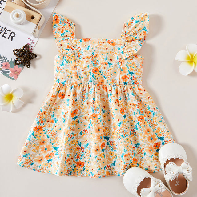 1pc Baby Girl Sleeveless Floral casual Dress - MomYom PK