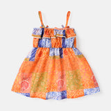 Baby Girl Patchwork Print Ruffle Trim Cami Dress