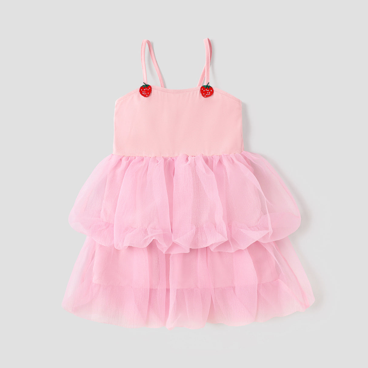 Toddler Girl Strawberry Graphic Layered Mesh Combo Slip Dress
