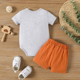 2pcs Baby Girl 95% Cotton Letter Print Short-sleeve Tee and Solid Shorts Set