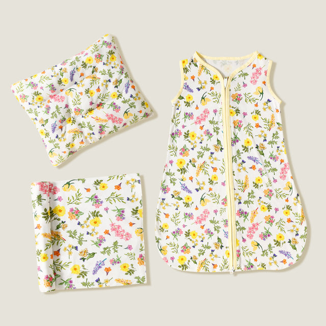 100% Cotton Floral Print Zip Up Sleeveless Baby Sleeping Bags / Pillow / Swaddling Blanket - MomYom PK