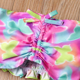 3Pcs Toddler Girl Headband & Colorful Butterfly Print Off-Shoulder Top and Skirt Set