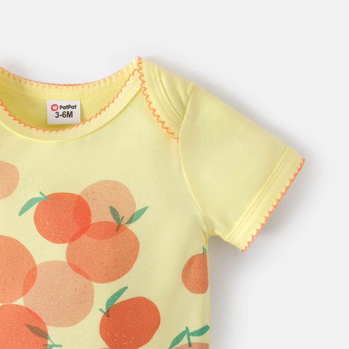 Baby Girl Orange Print Short-sleeve Bodysuit
