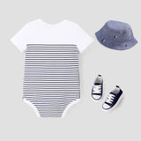 Baby Boy Letter/Stripe Print Short-sleeve Cotton Bodysuit