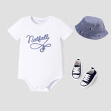 Baby Boy Letter/Stripe Print Short-sleeve Cotton Bodysuit