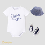 Baby Boy Letter/Stripe Print Short-sleeve Cotton Bodysuit