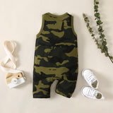 Baby Boy 95% Cotton Letter Print Camouflage Tank Jumpsuit