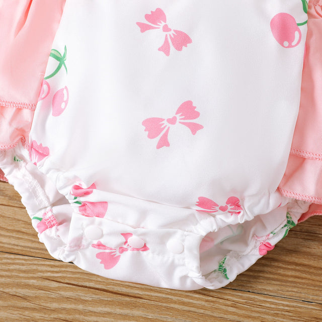 2pcs Baby Girl Heart Embroidered Tank Bodysuit and Headband Set