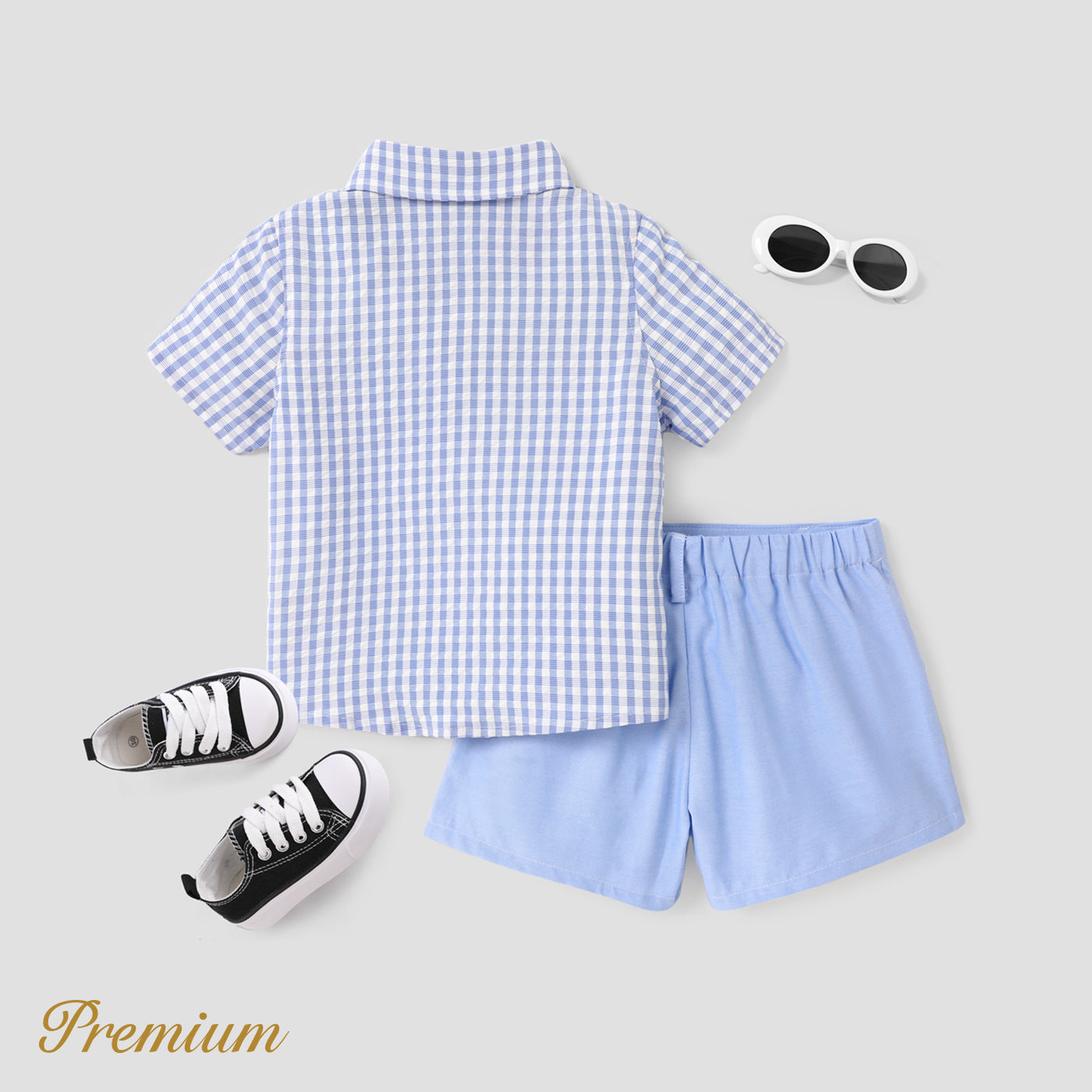 2pcs Toddler Boy Fruit Graphic Stripe Shirt and Solid Shorts Set